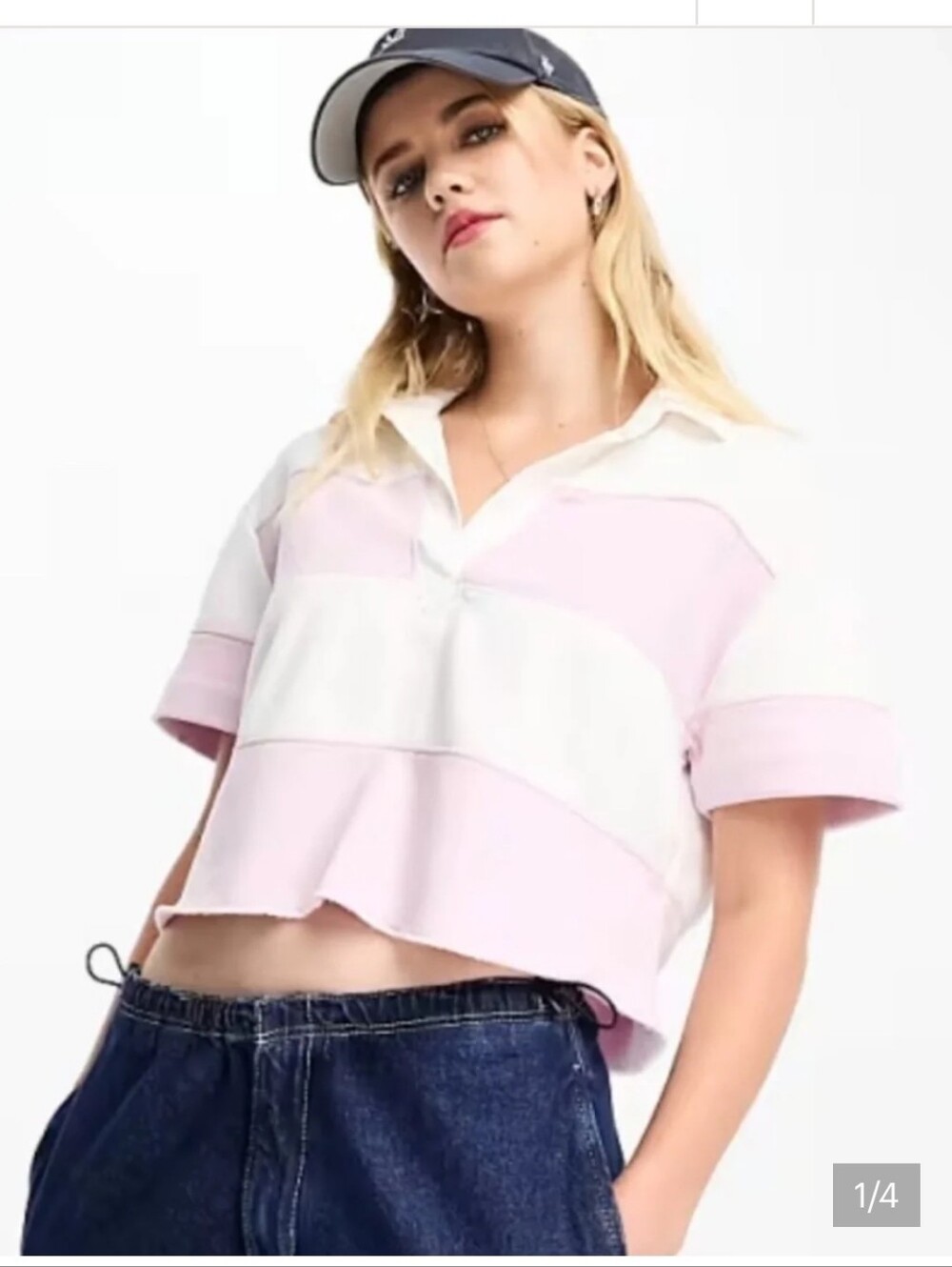 Abercrombie & Fitch Women's Cream and White Cropped Polo Size Small